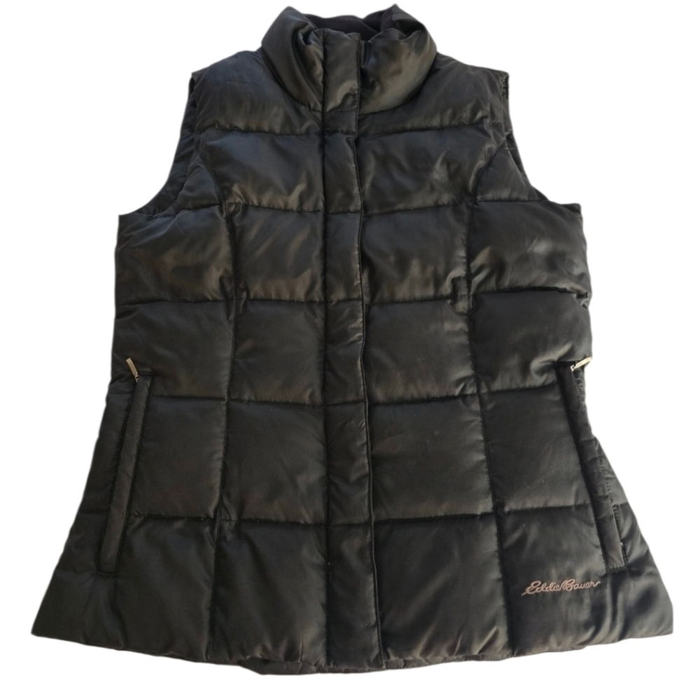 Eddie Bauer Black Goose Down Puffer Vest Winter Fall Size S Quality Layering